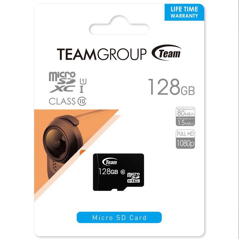 Thẻ nhớ MicroSD 128G TEAMGROUP Box Class10 Chính hãng (Chuyên dùng Camera)