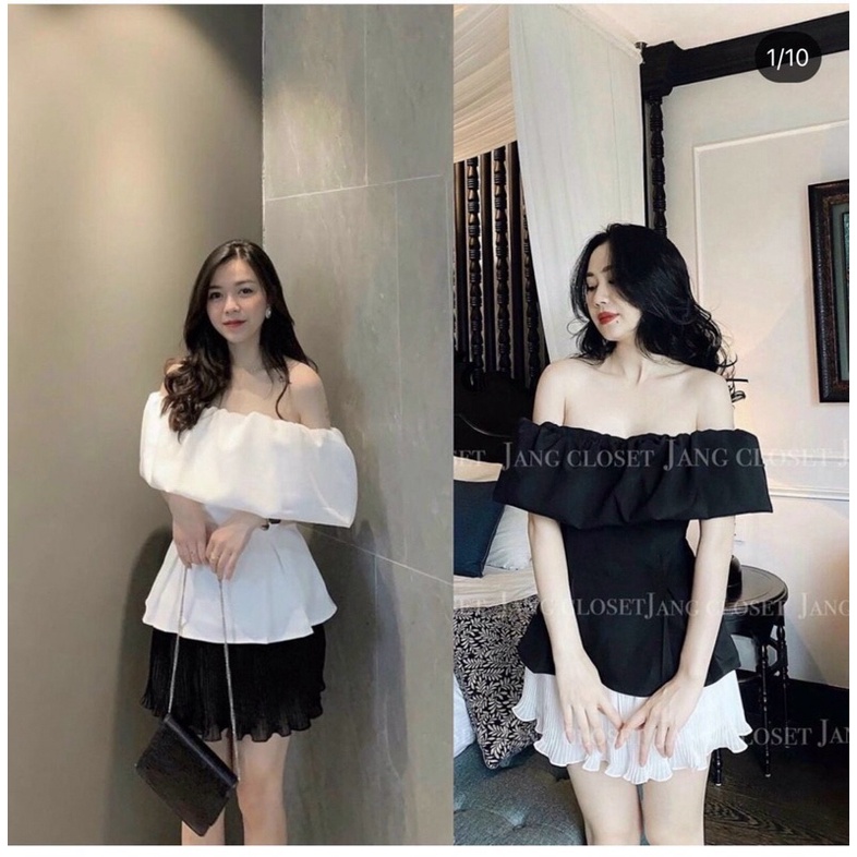 SET ÁO BẸT VAI PHỒNG CHÂN VÁY DẬP LU