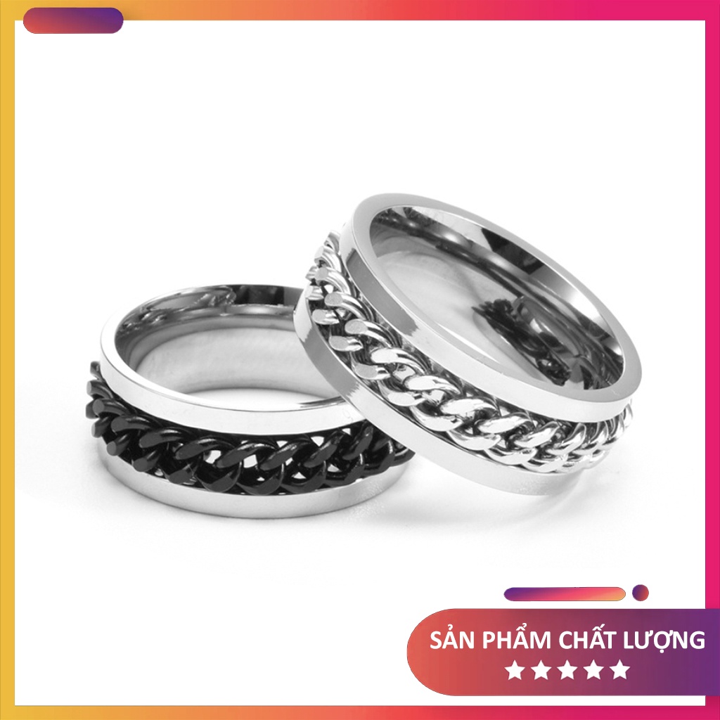 Nhẫn khui bia, nhẫn nam nữ dây xích xoay, thời trang cá tính cực ngầu