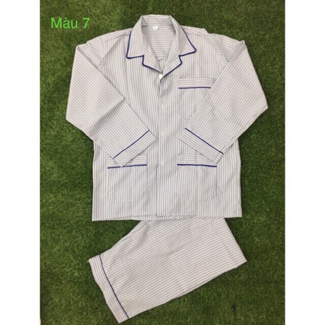 Bộ pijama, bộ ngủ ông già, nam trung niên kẻ (cộc tay và dài tay) hàng Loại 1