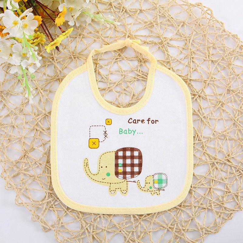 Yếm cổ giữ ấm cho bé, yếm ăn dặm chống thấm buộc dây hình con voi đáng yêu Baby_Mom