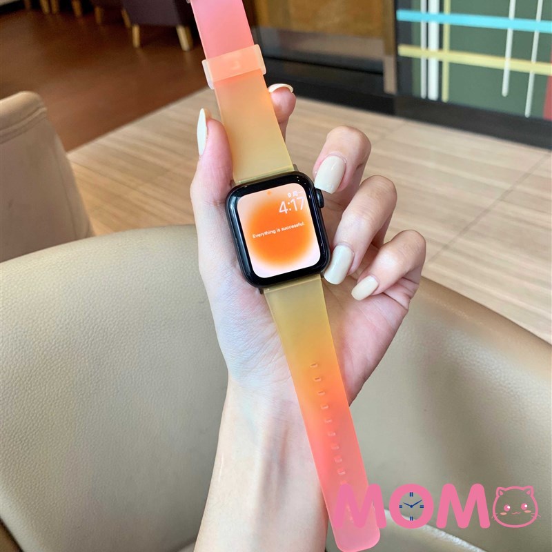 Dây Đeo Đồng Hồ Thay Thế Bằng Silicon Màu Gradient Cho Smart Watch 7 6 5 4 3 Se 45mm 44mm 41mm 40mm