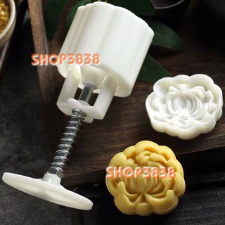 Bộ Khuôn Nén Lò Xo Trung Thu 150-180gr Hoa Cúc-Sen-Hồng 3D Đẹp Mắt