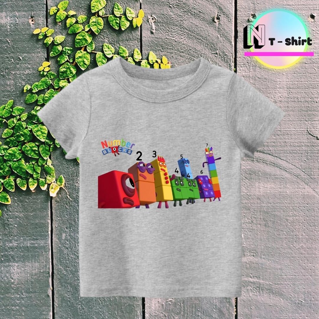 Áo thun cho bé trai và bé gái in hình hoạt hình Number Blocks dễ thương, chất liệu cotton mềm mịn thoáng mát NTShirt 08