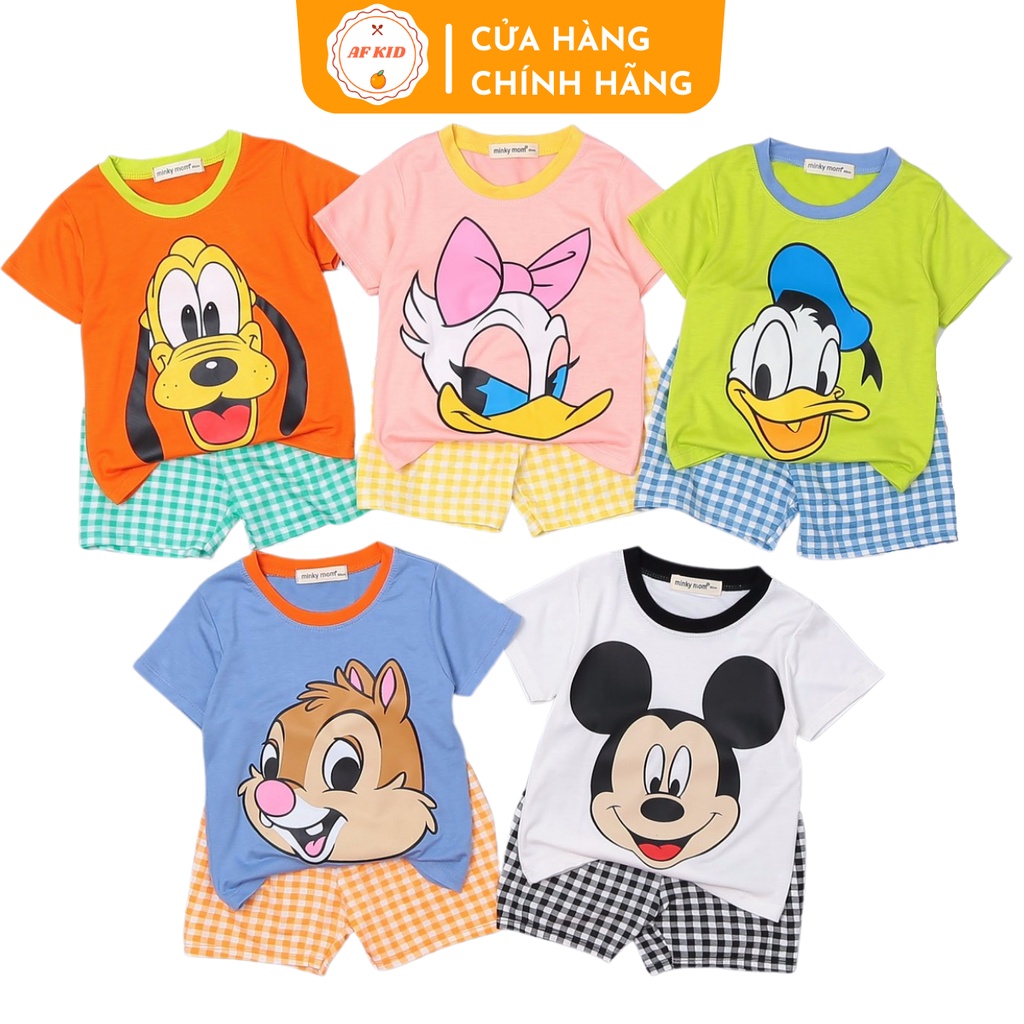 Bộ quần áo trẻ em cộc tay Minky Mom Hoạt hình Caro cho bé trai bé gái chất thun lạnh cao cấp siêu mềm mịn mát 6-19kg