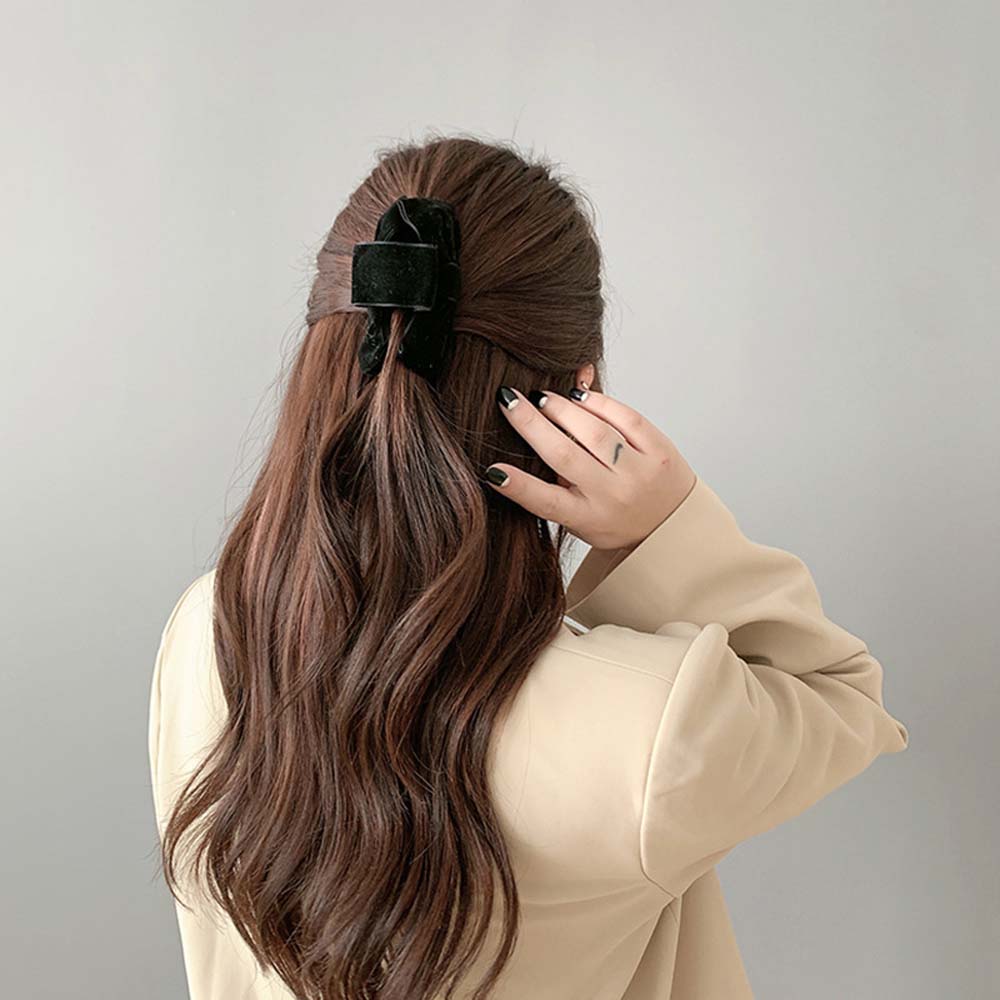Kẹp tóc nhung hình nơ màu đen phong cách Hàn Quốc thời trang cho nữ