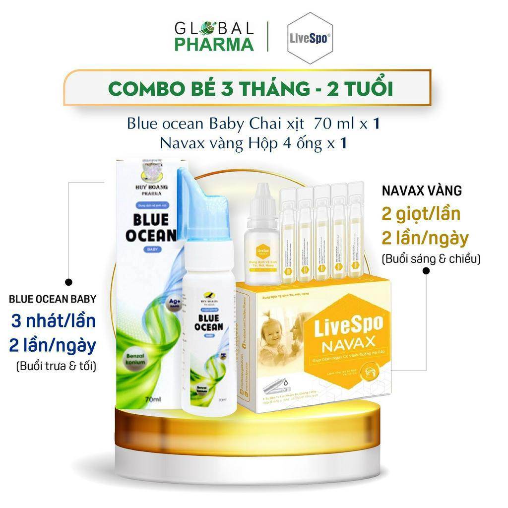 Combo phòng và ngừa bệnh hô hấp cho cả gia đình Livespo Navax - bé và người lớn (Chai 30ml/70ml)