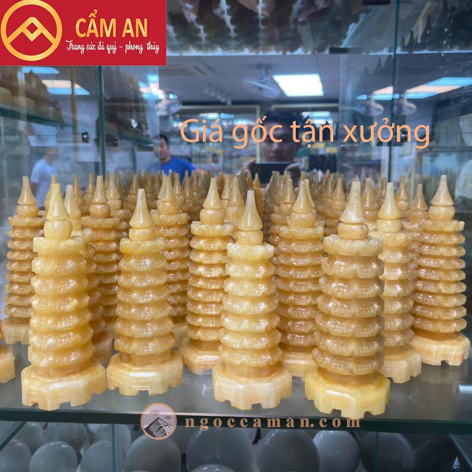 (HÀNG ĐẸP ) THÁP VĂN XƯƠNG 9 TẦNG NGỌC HOÀNG LONG TỰ NHIÊN 21cm
