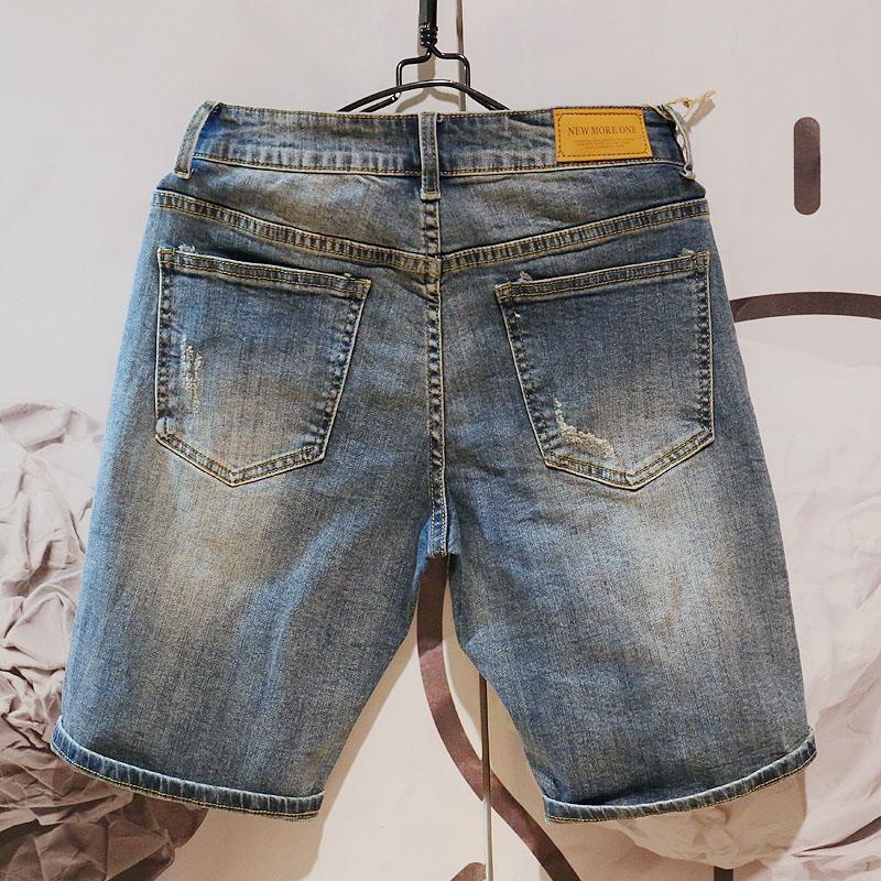 Quần short jean 5 / 7 tấc phối rách thời trang mùa hè Hàn Quốc cá tính cho nam