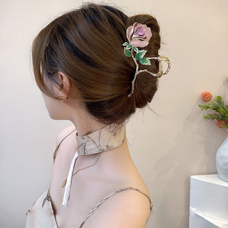 Kẹp tóc kim loại Haimeikang hàm cá mập đính đá thời trang cho nữ