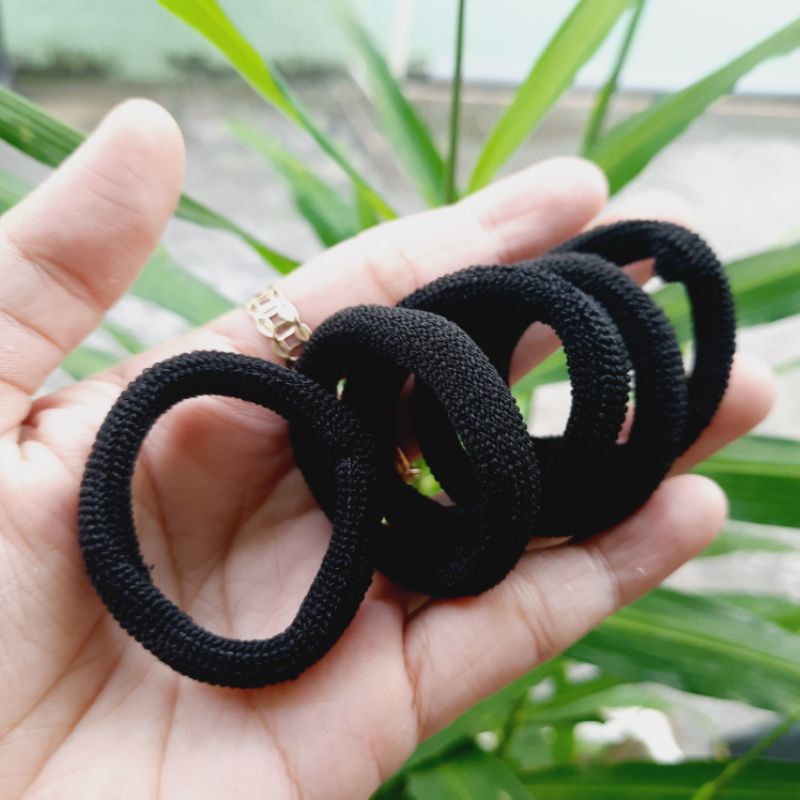 100 thun cột tóc đen trơn