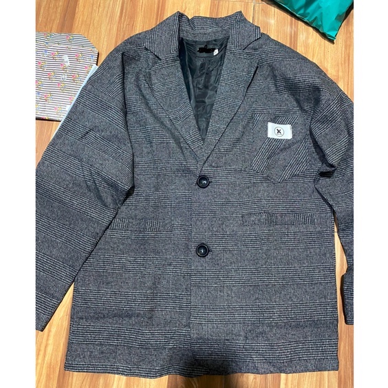 Áo blazer nam kẻ caro Thời Trang Hàn Quốc BZ09 M.RO màu xám dài tay