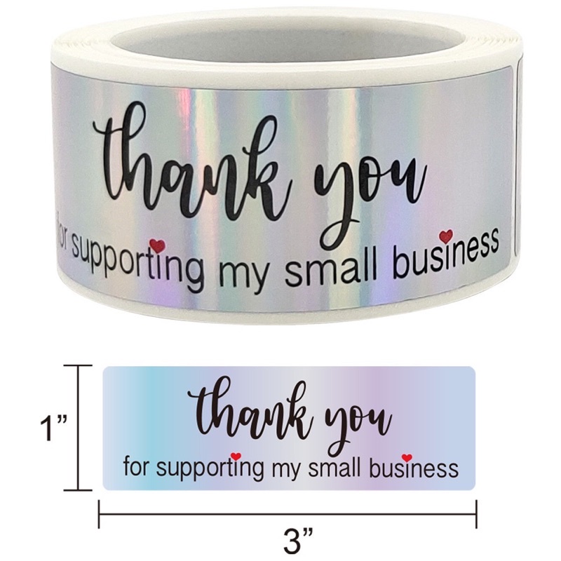 F162-3-4_Tem dán chữ " Thank you" _SIZE: 2.5x 7.5cmCM, 120 tem/cuộn _ STICKER NIÊM PHONG HỘP GIẤY