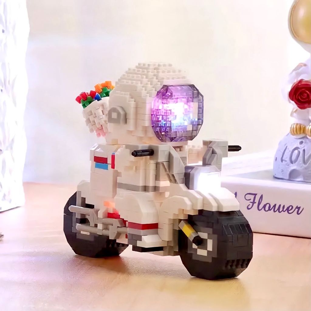 Lego Đồ Chơi Lắp Ráp Phi Hành Gia Motor, Tiny Lina Xếp Hình Nanoblocks Thông Minh Phát Sáng 3D