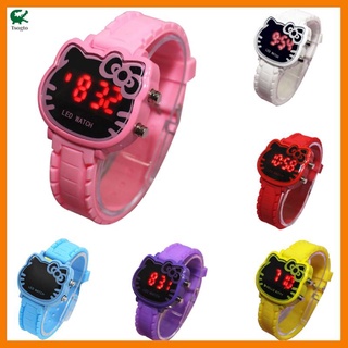 Đồng hồ điện tử có đèn led dạ quang hình Hello Kitty cho bé gái
