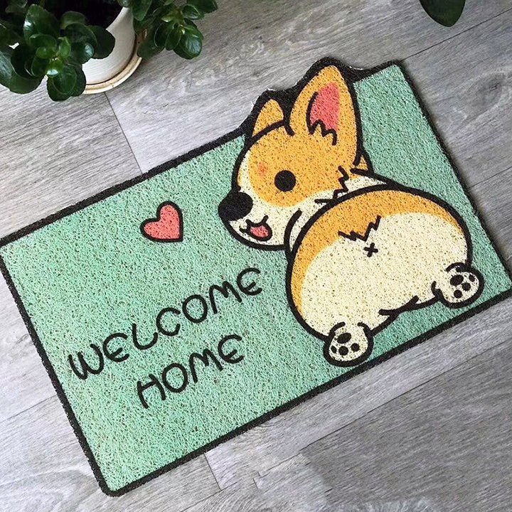 [Ảnh thật] Thảm chùi chân 3D hình corgi mới chống trơn trượt, thấm hút tốt