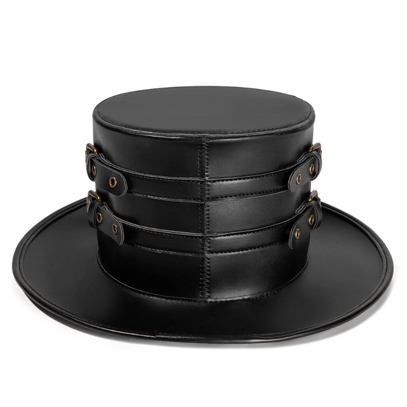 Mũ Phù Thủy Chất Liệu Da PU Màu Đen Hóa Trang Halloween
