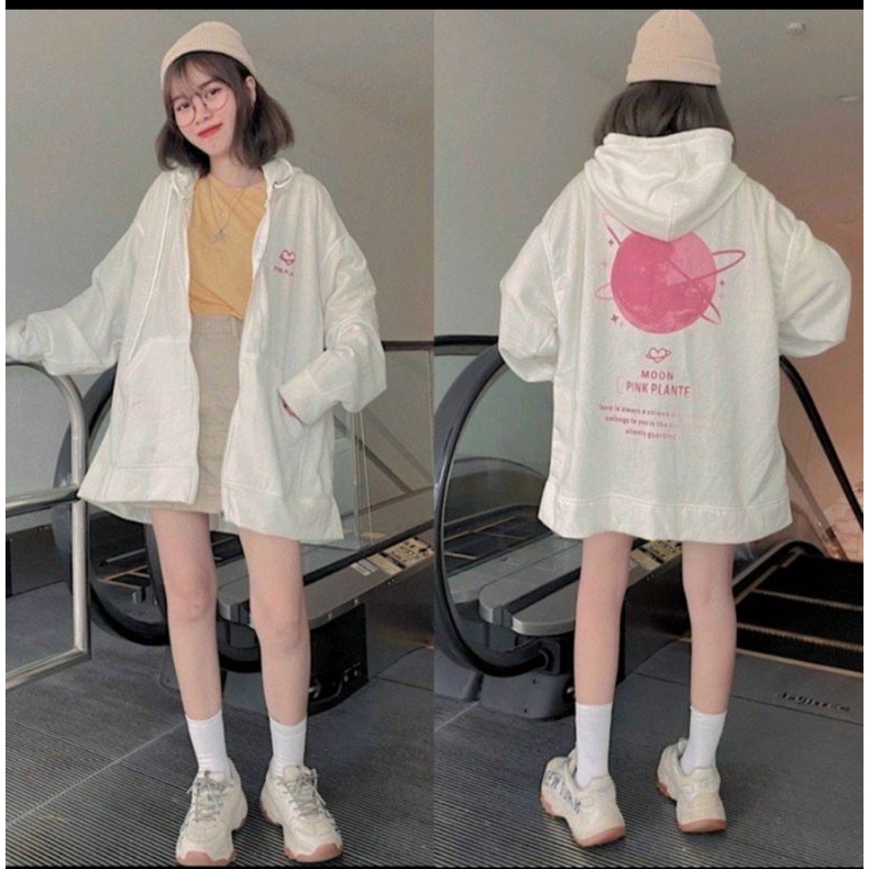 Áo Khoác Hoodie Nữ Chất Nỉ Bông Có Nón In Họa Tiết Địa Cầu Siêu Xinh - Z2 Store