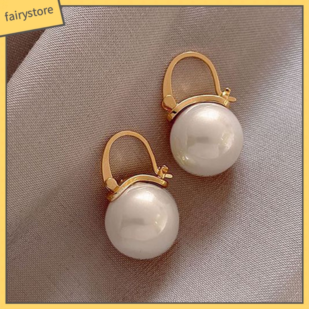 1 đôi bông tai hình học đính ngọc trai giả thanh lịch cho nữ