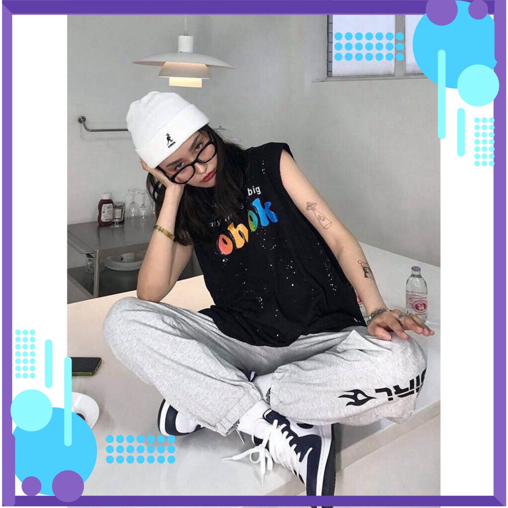ÁO TANKTOP NHŨ OK UNISEX FORM TO - ÁO KIM SA My life is one big oh ok [Mới]