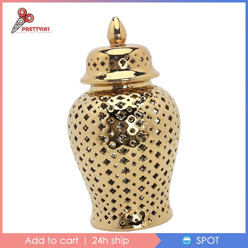 [Prettyia1] Lọ Gừng Phương Đông Thủ Công Có Nắp Trang Trí Cho Nhà Bếp Tiệc Tùng