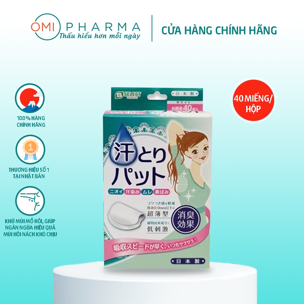 Miếng Dán Thấm Mồ Hôi Nách S Select Nhật Bản Hộp 40 Miếng (Màu Trắng)