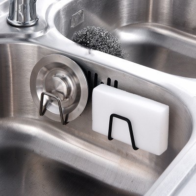 Giá đỡ miếng bọt biển kết dính bằng thép không gỉ, Giá treo miếng bọt biển có móc, Giá lưu trữ đa chức năng cho nhà bếp trong phòng tắm