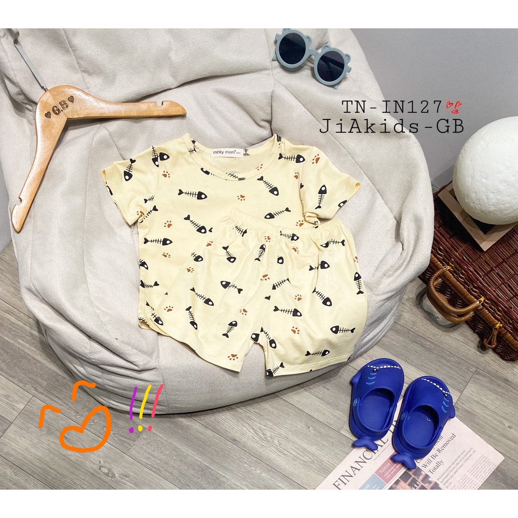 Bộ Cộc Tay THUN LẠNH MINKY MOM In Hình Toàn Thân Dễ Thương Cho Bé TN-IN127