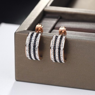 Bông Tai Nữ Đính Đá Nhân Tạo Titan Ko Đen TT 3008