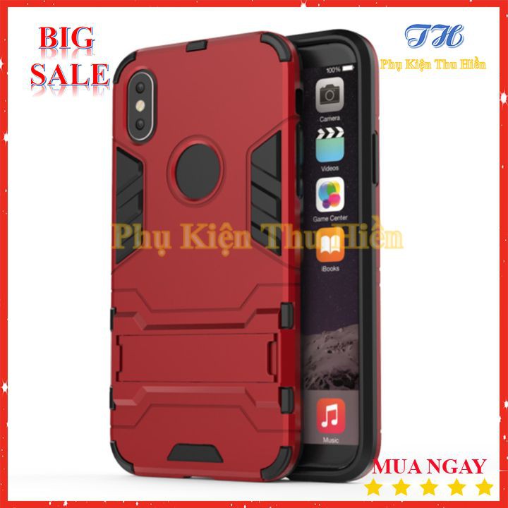 Ốp Lưng Chống Sốc Iron Man Ip 11,X - Chống Va Đập Kiêm Giá Đỡ Điên Thoại.