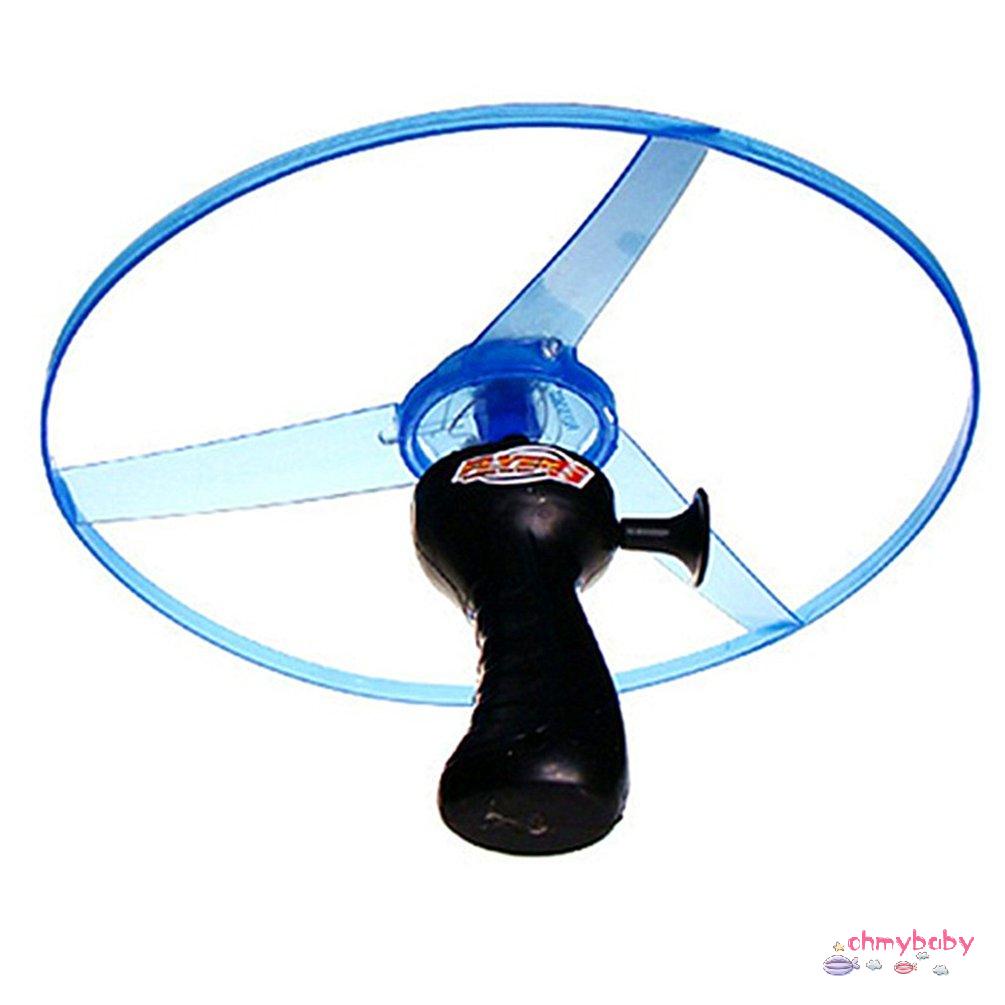 【OMB】 Funny Colorful Pull String UFO LED Light Up Flying Saucer Disc Kids Toy