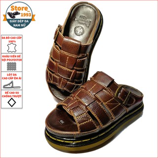 Dép Doctor Nam Dr.Martens Da Bò Cao Cấp Quai Ngang Đế Lót Da Bò Hàng VNSX 65D7Rp