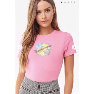 Áo thun croptop hồng in hoạt hình