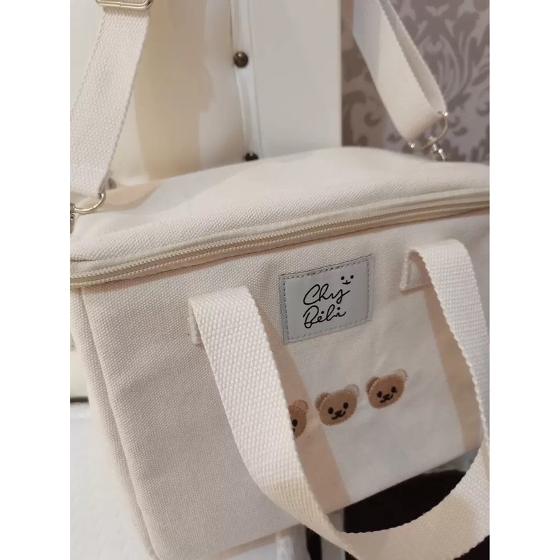 Túi đựng bỉm sữa giữ nhiệt hình gấu kích thước 23x20x13_