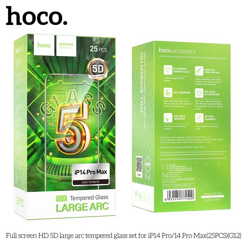 Kính Cường Lực Chính Hãng Hoco G12 Bảo Vệ Màn Hình, Hạn Chế Trầy Xước, Va Đập & G11 Chống Nhìn Trộm
