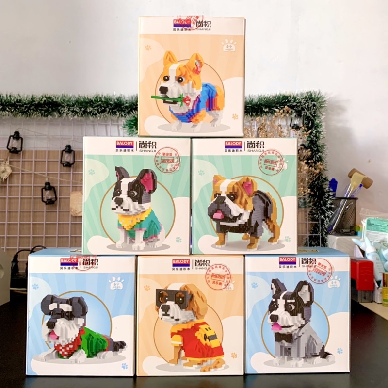 Đồ chơi lắp ráp lego 3D mô hình động vật chó mèo dễ thương