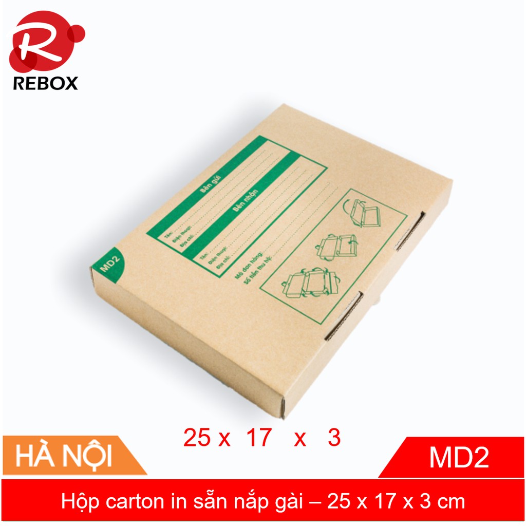 Hộp Carton 25x17x3 - 50 hộp gói hàng quần áo nắp cài giá xưởng (ảnh thật)