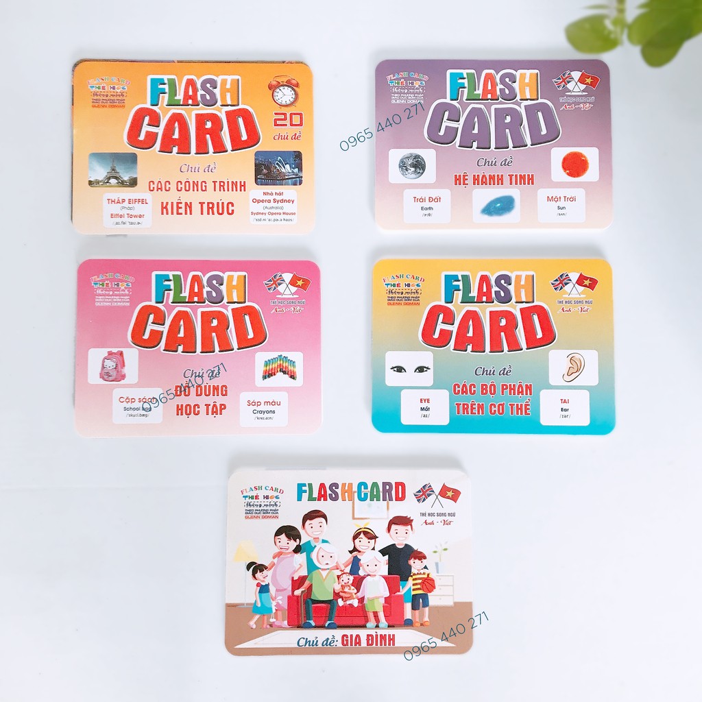 [XẢ KHO] Bộ Thẻ Học Thông Minh 18 Chủ Đề loại to song ngữ tiếng Anh loại chuẩn Glenn Doman Flashcard cho bé từ 0-6 tuổi