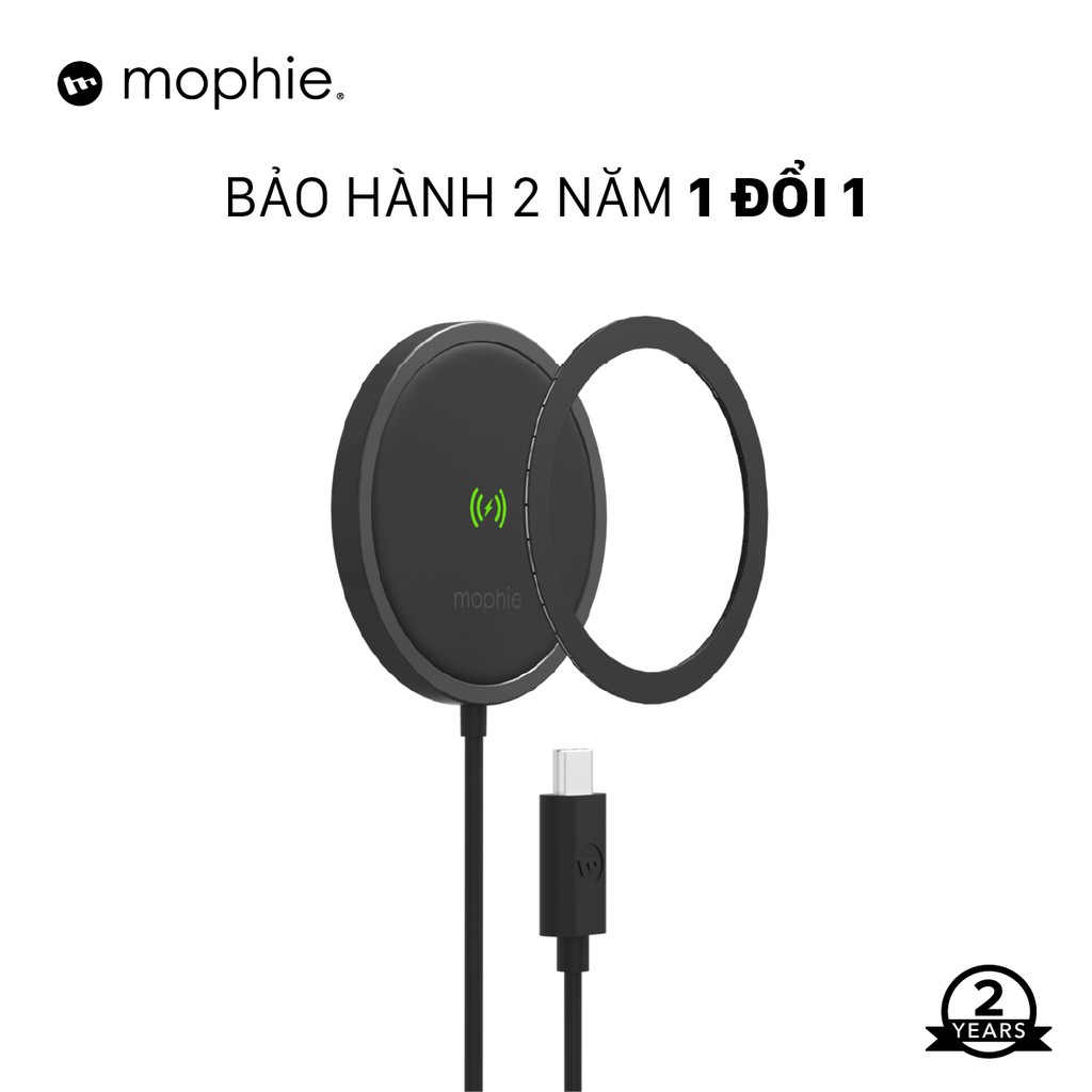 Miếng sạc Mophie Snap Plus - sạc nhanh không dây chuẩn Qi, công suất lên tới 15w, nam châm hít, vòng từ tính adapter