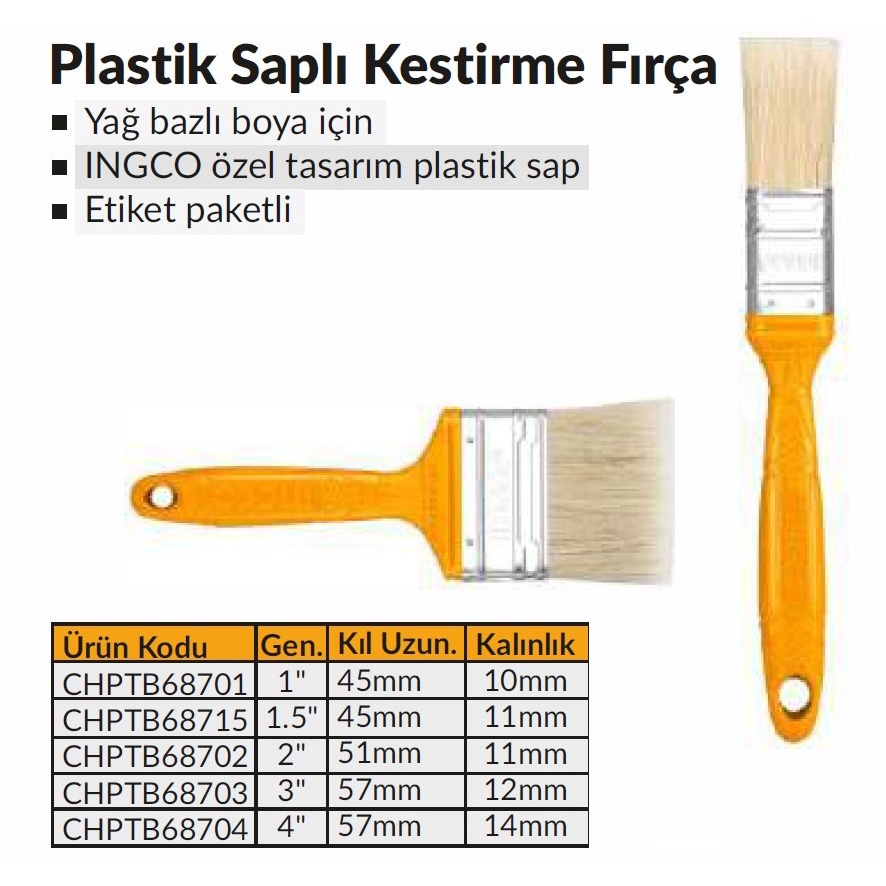 Cọ sơn 1 inch/ 1.5 INCH/ 2 INCH/ 3 INCH/ 4 INCH Ingco CHPTB68701 Dùng để sơn dầu