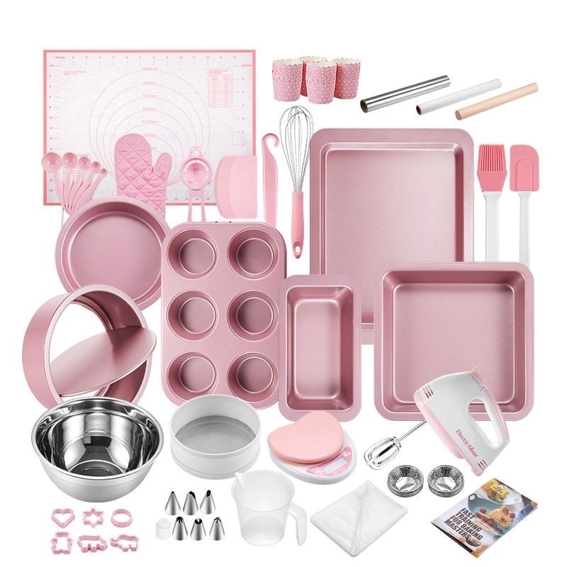Set Đồ Làm Bánh 29 Chi Tiết Đầy Đủ Dụng Cụ Làm Bánh Kem Bánh Tart Bánh Muffin Màu Hồng Hàng Nội Địa Trung