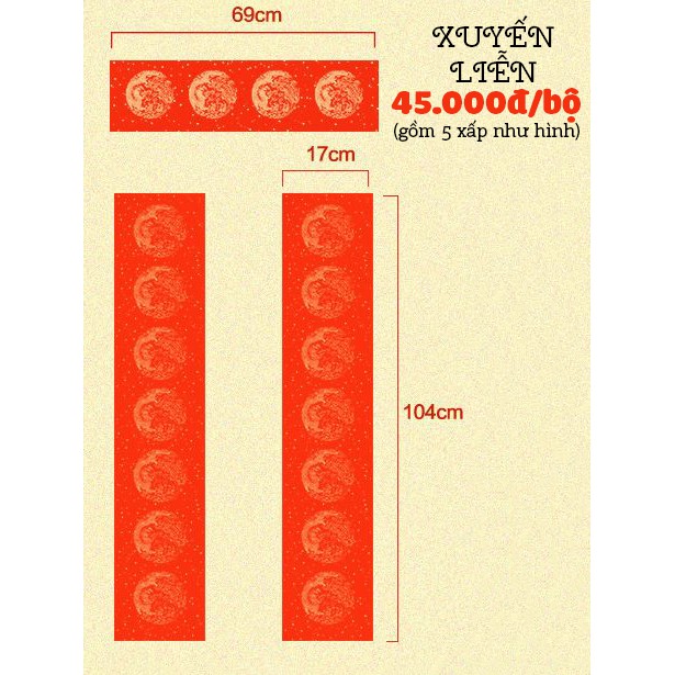 Giấy xuyến liễn xuyến đỏ Long Phụng ngày Tết.