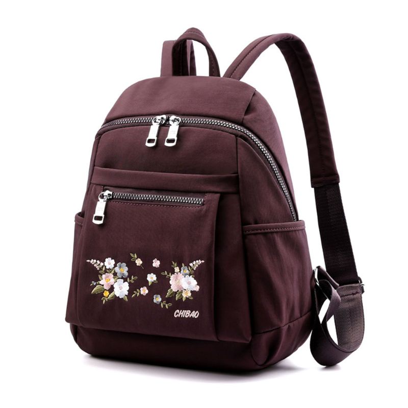 Ba Lô Nylon Thêu Hoa Chống Trộm