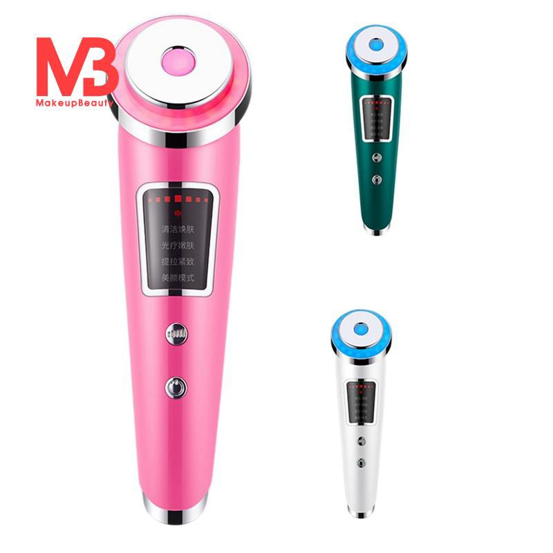 Máy mát xa tạo ion âm chống lão hóa nâng cơ làm săn chắc da giảm nếp nhăn có đèn led 4 trong 1 màu hồng