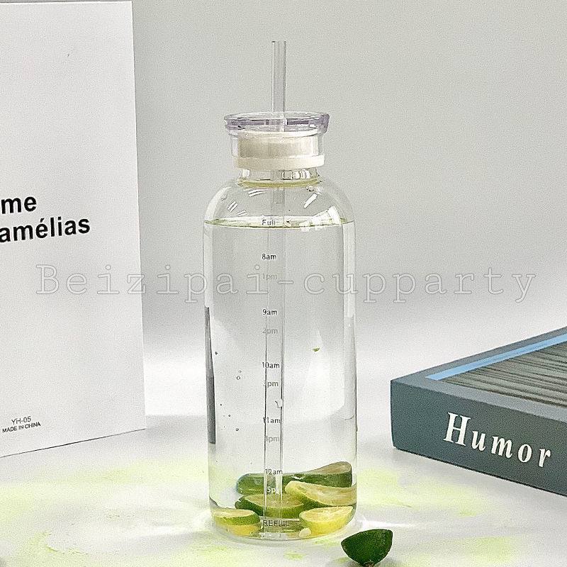 Bình Nước 2 Lớp Thủy Tinh Giũ Nhiệt Cao Cấp Kèm Ống Hút