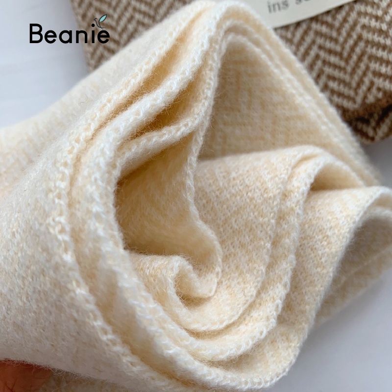 Khăn Quàng Cổ Vintage Họa Tiết BEANIE Cao Cấp Công Sở Hàn Quốc, Khăn Choàng Cổ Len Cashmere Unisex Nam Nữ Mùa Đông KL07