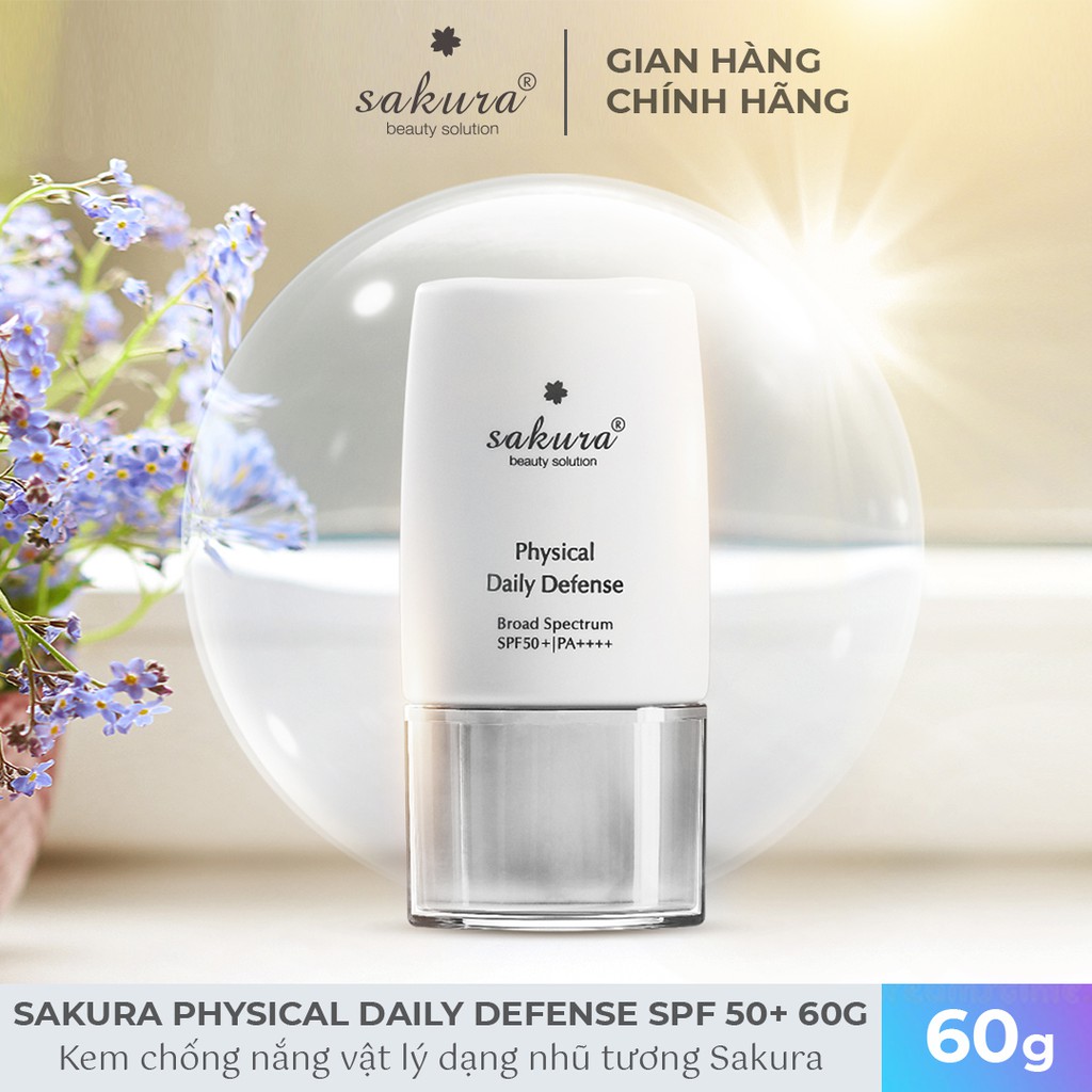 Kem chống nắng dạng nhũ tương Sakura Physical Daily Defense SPF 50+ PA++++ 60g