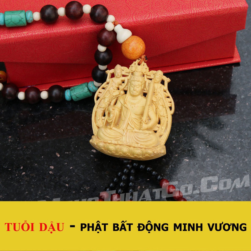 Dây treo xe ô tô tượng Phật Bất Động Minh Vương bằng gỗ Hoàng Dương- TẶNG 1 VÒNG ĐEO TAY -hàng giá tại xưởng