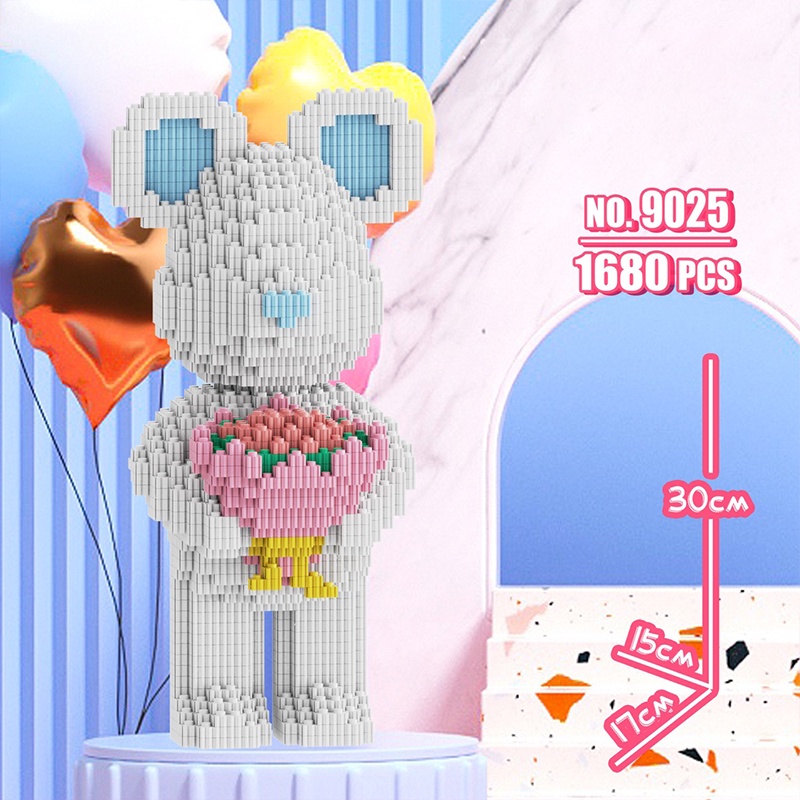 Bộ Đồ Chơi Lắp Ráp Mô Hình Gấu Và Hoa Hồng Cho Trẻ Em