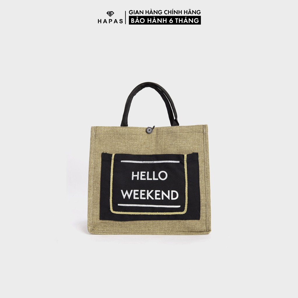 [Mã WABR192 giảm 10% đơn 250K] Túi Đi Chơi Du Lịch Chất Cói Hello Weekend Sz 35 HAPAS - 9TSL804